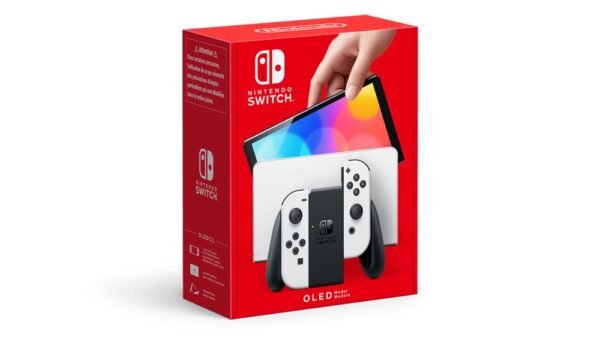 Nintendo Switch (OLED-Modell) mit Dock und weißen Joy-Con-Controllern